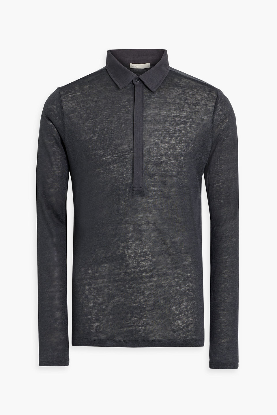 Onia Linen Polo Shirt In Anthracite