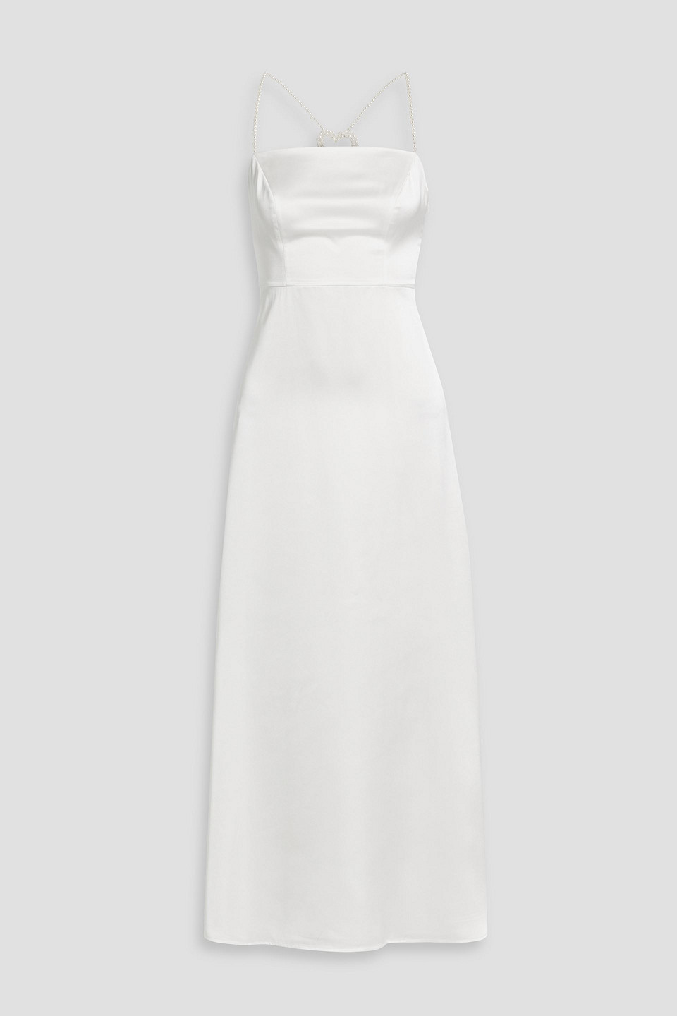 Hvn Emma Faux Pearl-embellished Satin Maxi Dress In White