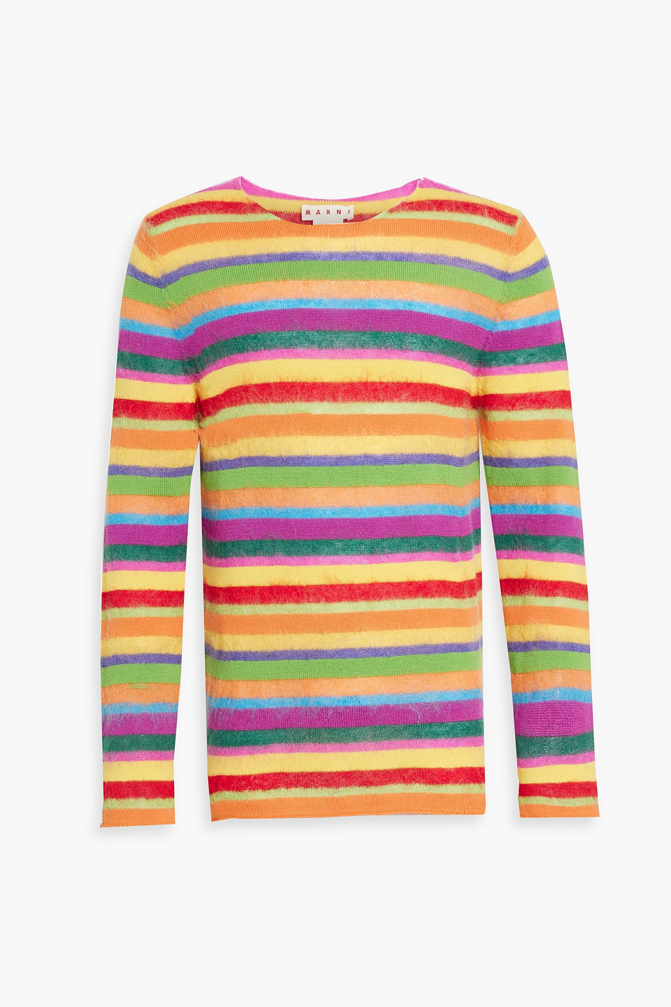 Marni Striped Wool-blend Sweater In Yellow