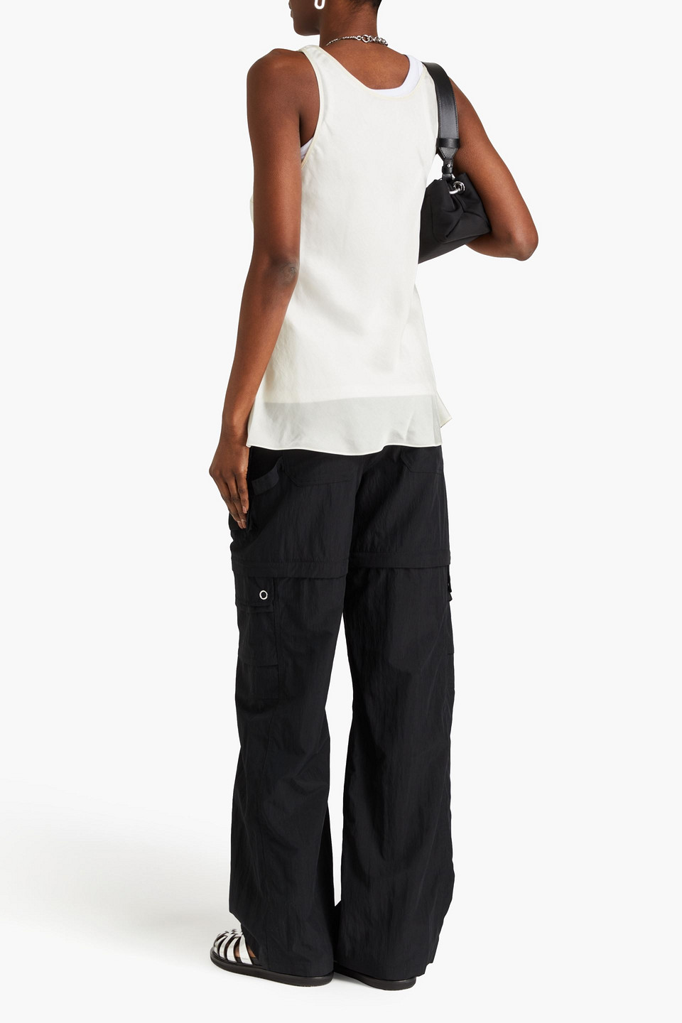 3.1 Phillip Lim Layered Lace-trimmed Satin And Cotton-jersey Tank In Ecru