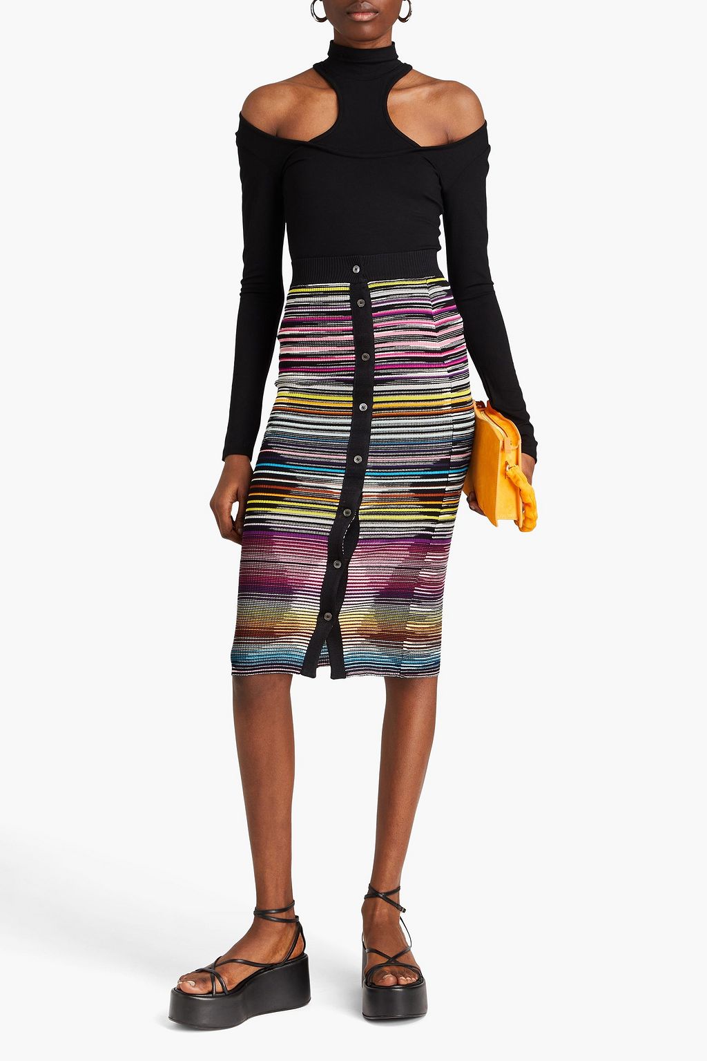 MISSONI かぎ針編みニット ウール混 ミディスカート