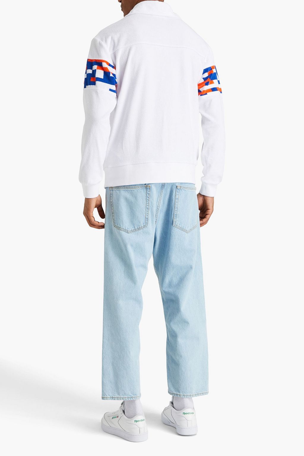 MISSONI Printed cotton-blend terry half-zip sweatshirt