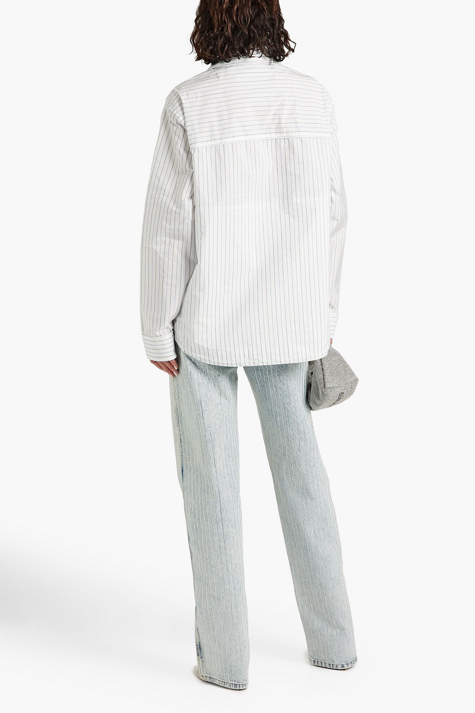 Alexander Wang Striped Poplin Shirt In White