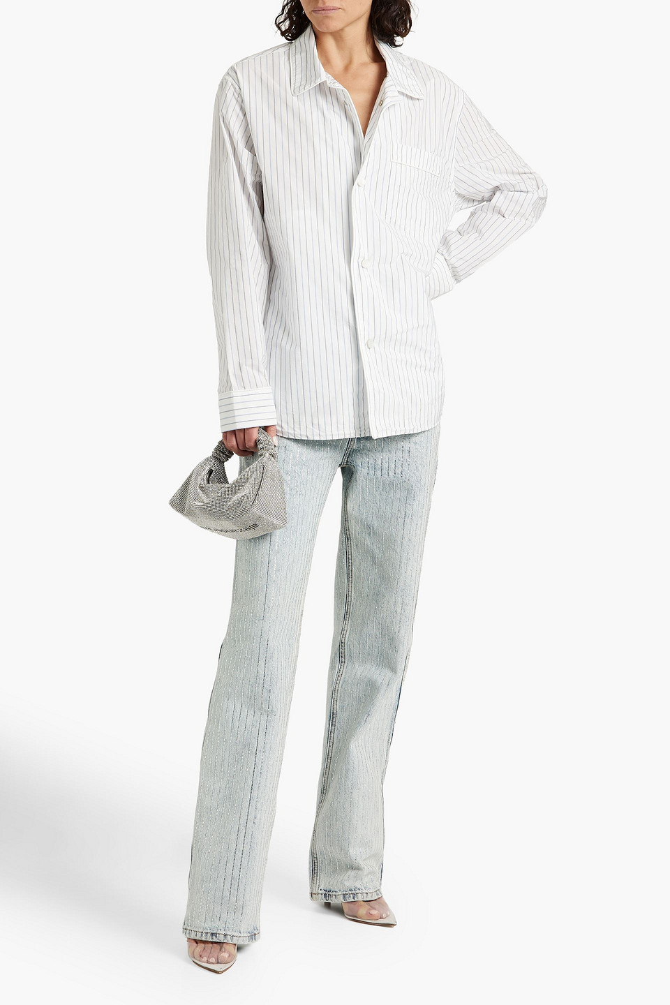 Alexander Wang Striped Poplin Shirt In White