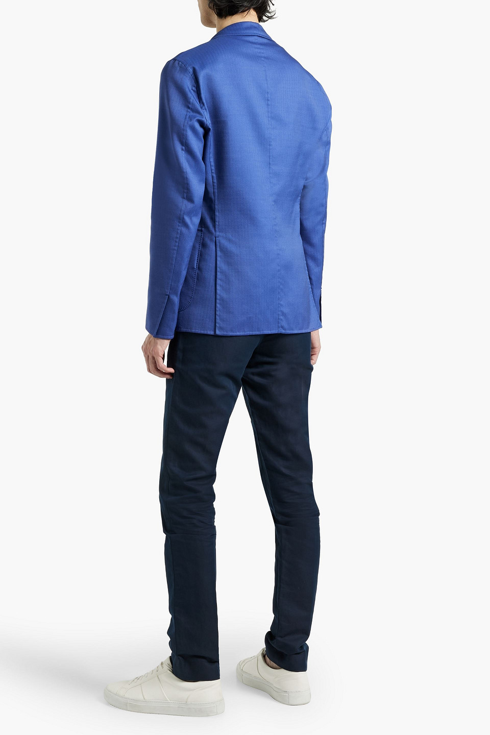 Shop Canali Herringbone Jacquard Blazer In Azure