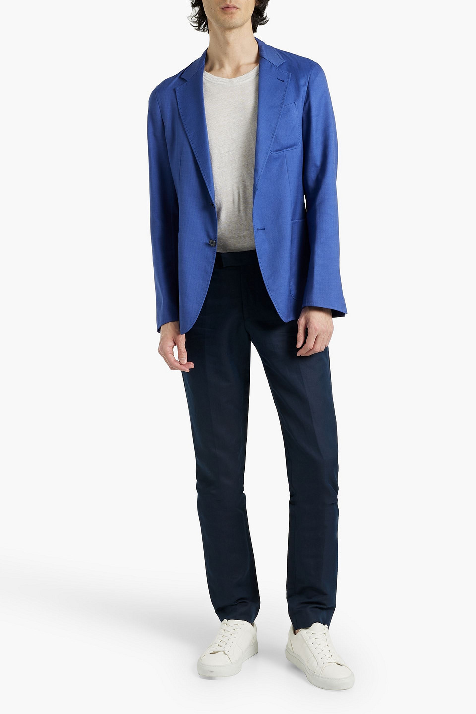 Shop Canali Herringbone Jacquard Blazer In Azure