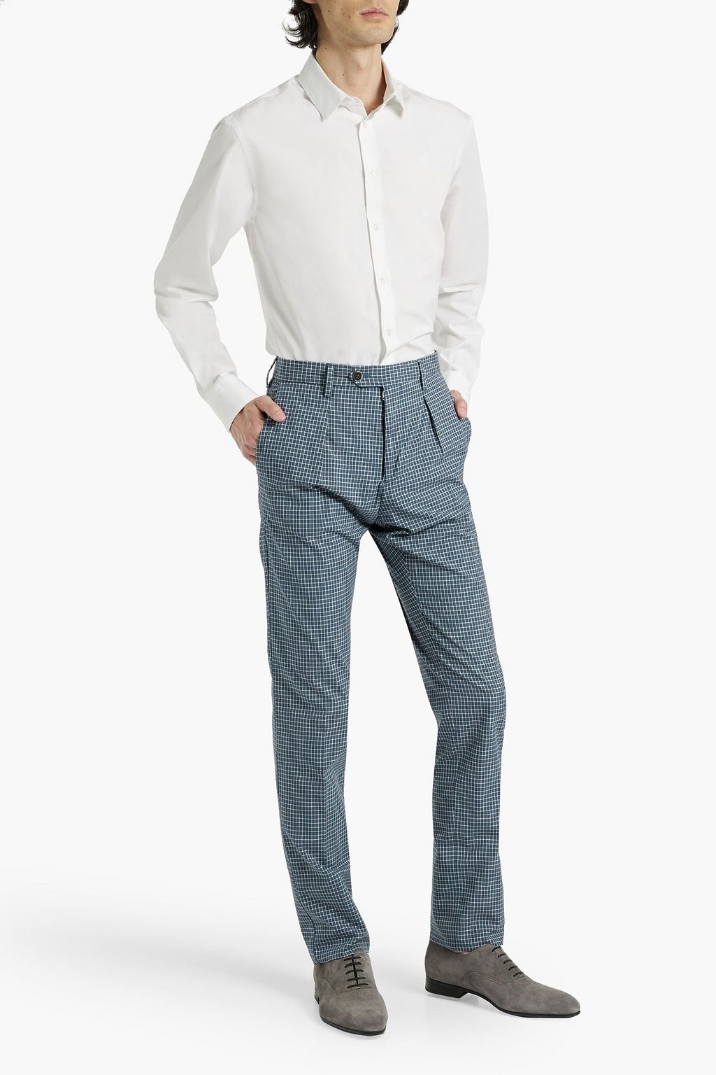 CANALI Slim-fit checked cotton pants