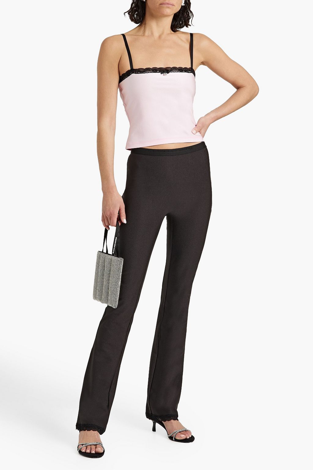 ALEXANDERWANG.T Lace-trimmed stretch-satin camisole