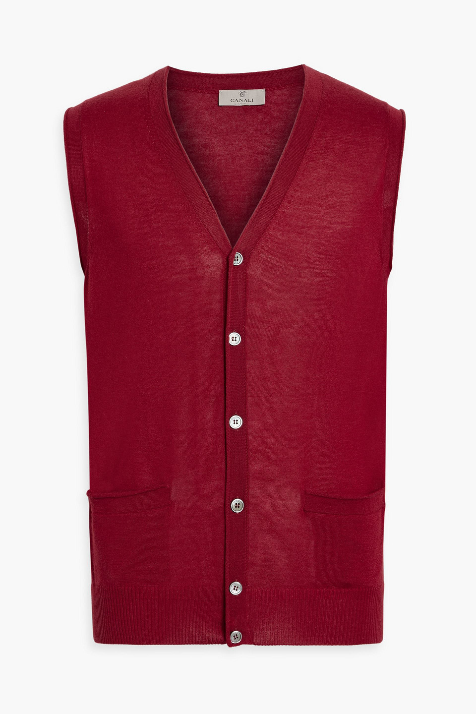 Canali Cashmere And Silk-blend Vest In Claret