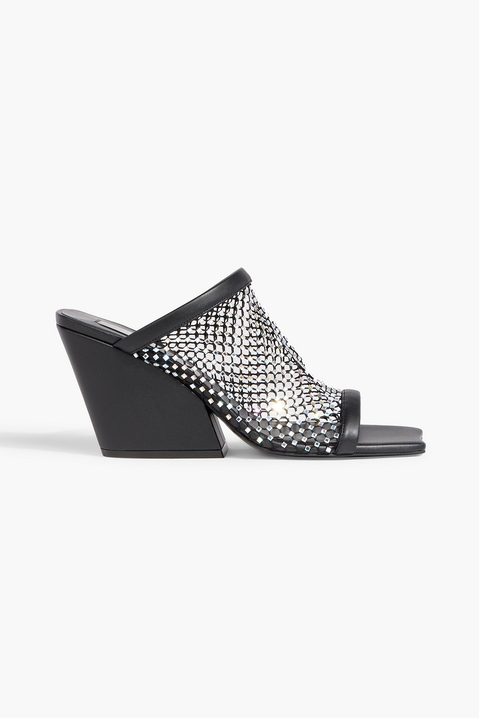 Shop Stella Mccartney Cowboy Embellished Mesh Mules In Black