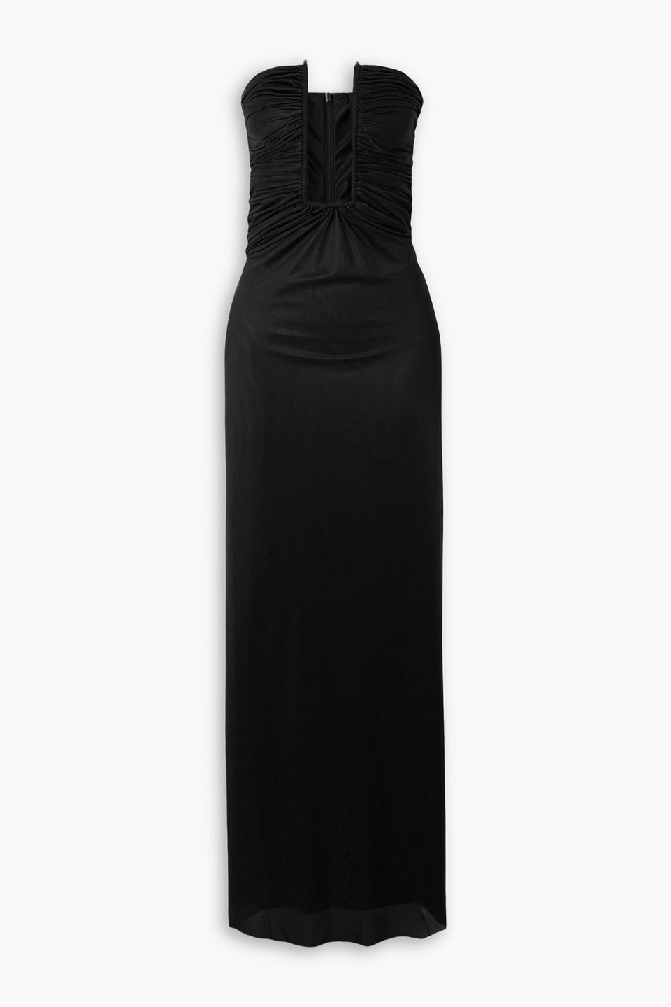Christopher Esber Strapless Gathered Satin-jersey Maxi Dress In Black