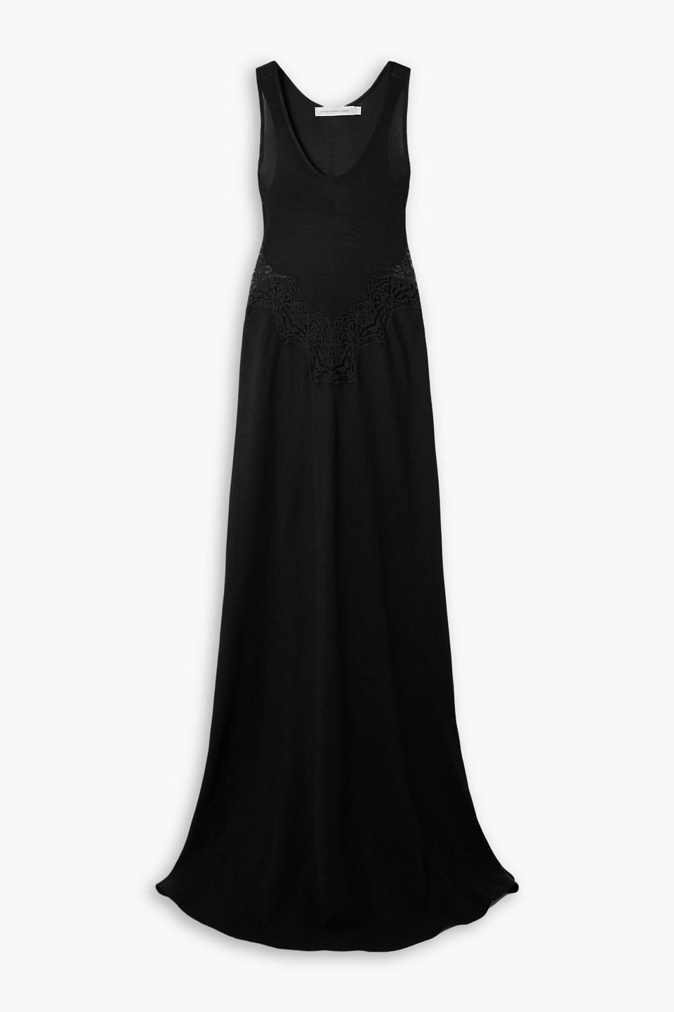 christopher esber - verna lace-trimmed jersey and cady maxi dress - black - uk 10