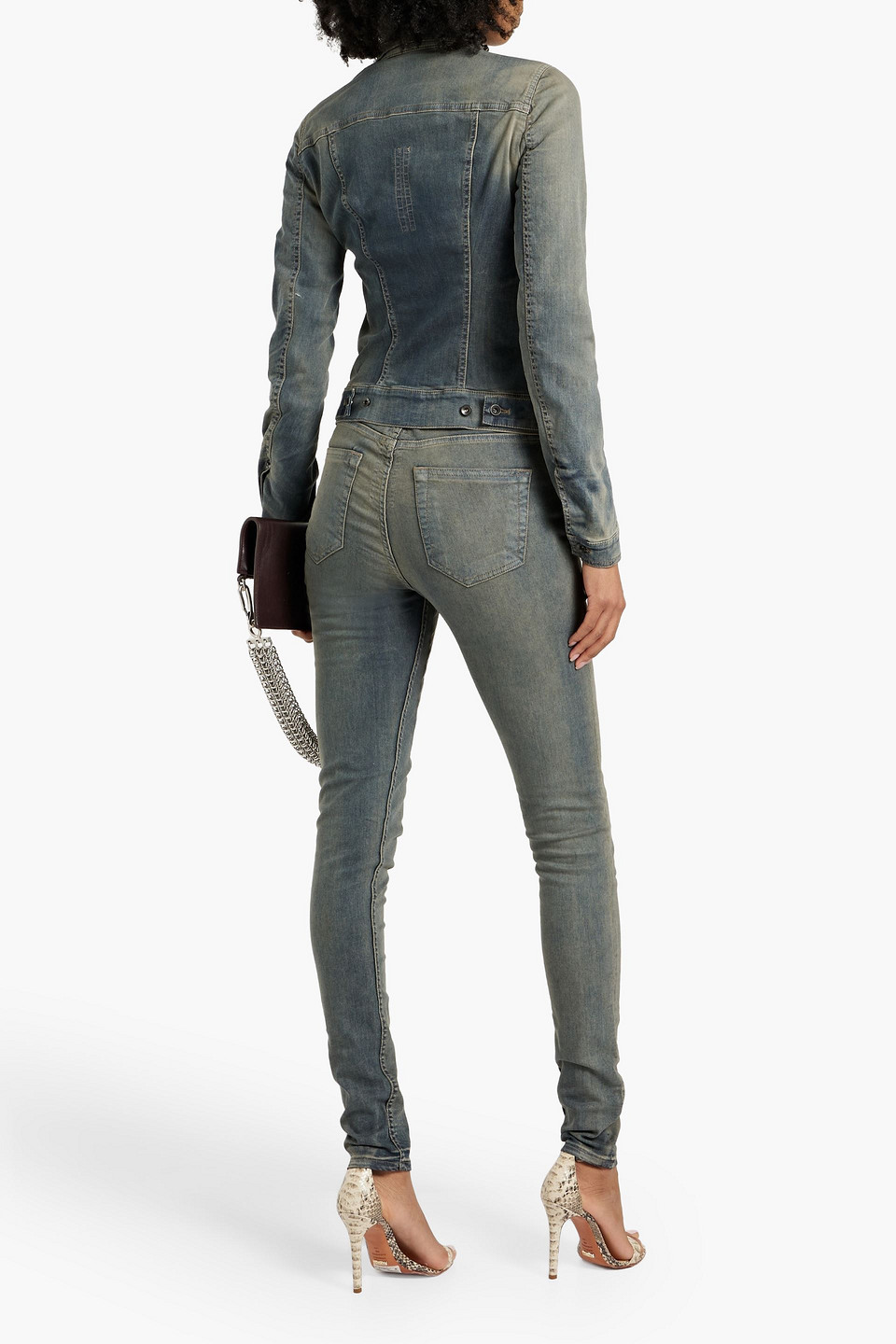 Shop Rick Owens Denim Jacket In Mid Denim