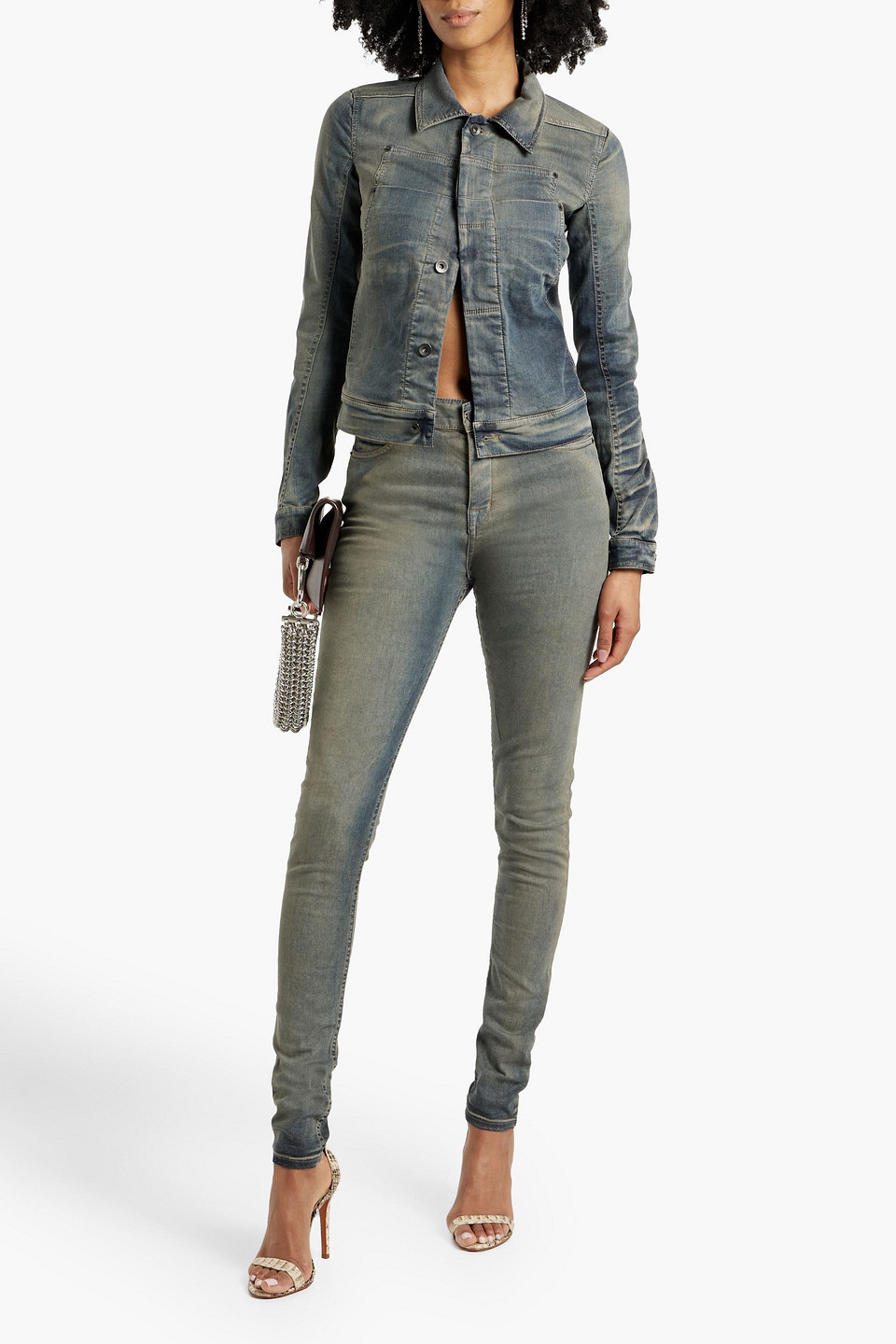Rick Owens Denim Jacket In Mid Denim