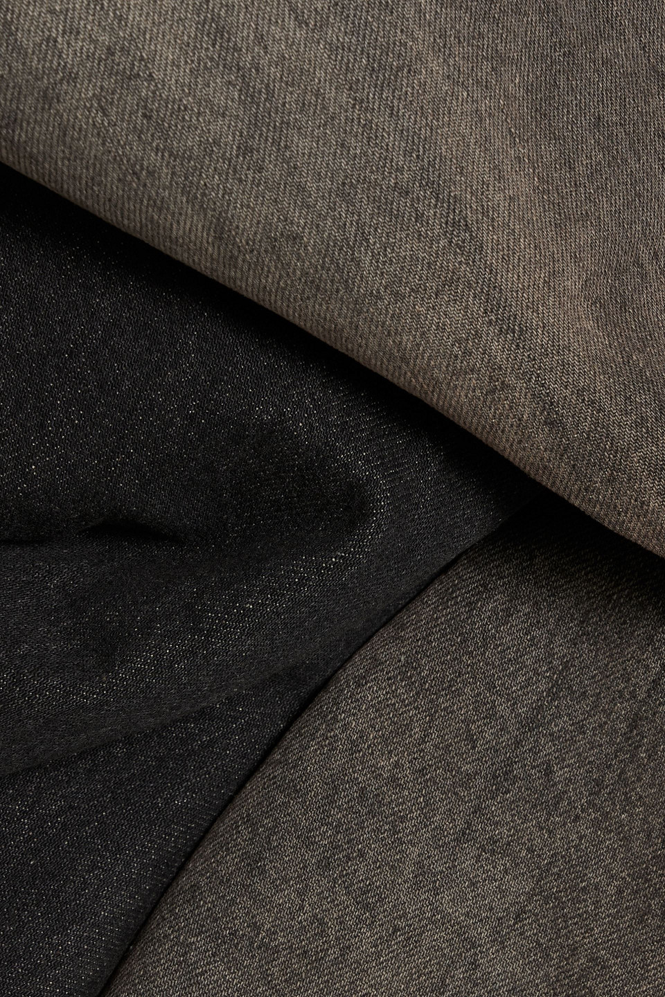 Rick Owens Strapless Draped Denim Top In Dark Gray