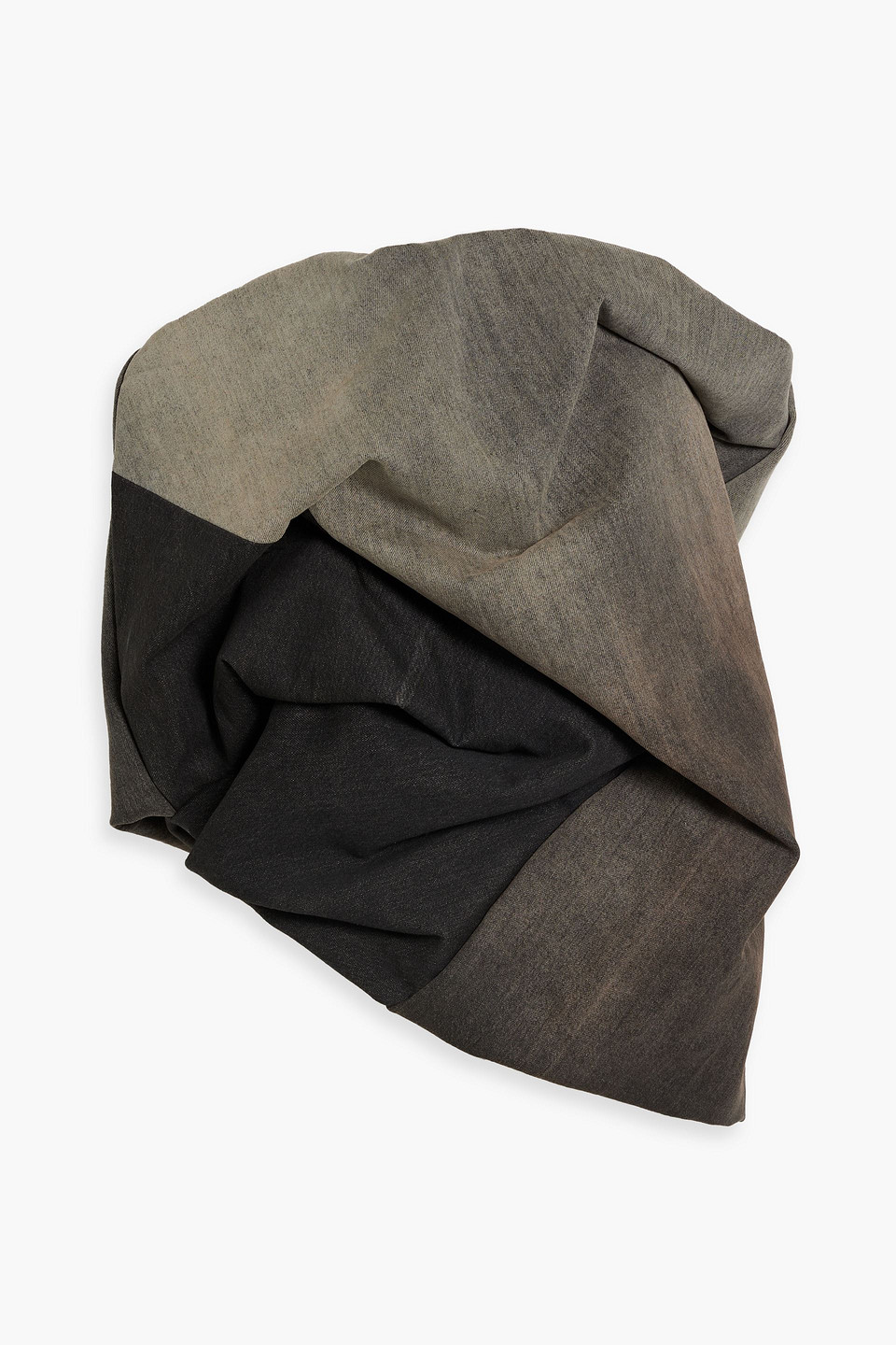 Rick Owens Strapless Draped Denim Top In Dark Gray