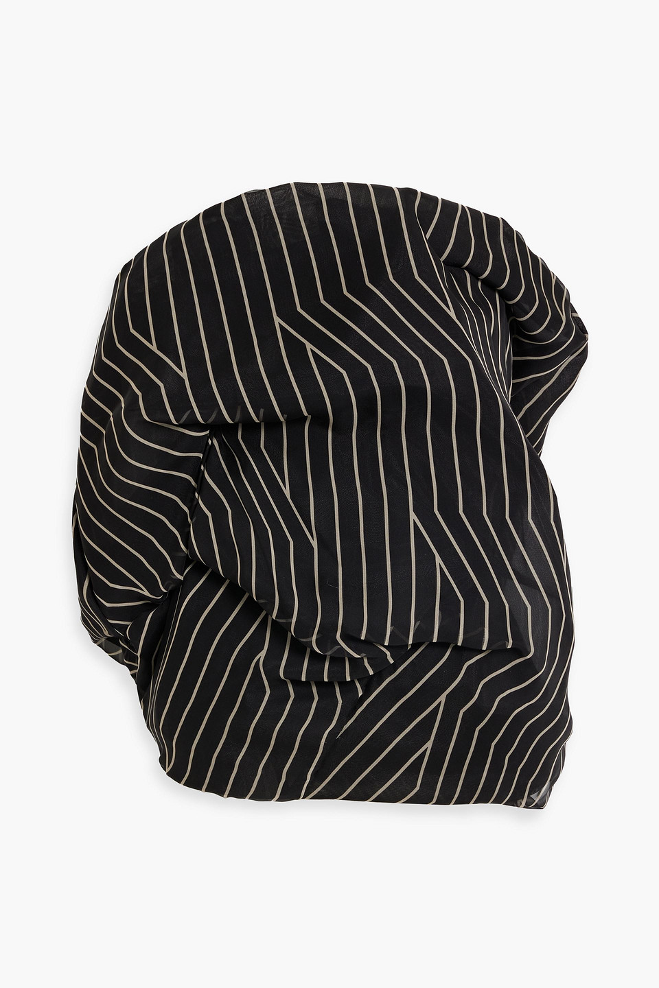 Rick Owens Strapless Striped Silk-chiffon Top In Black