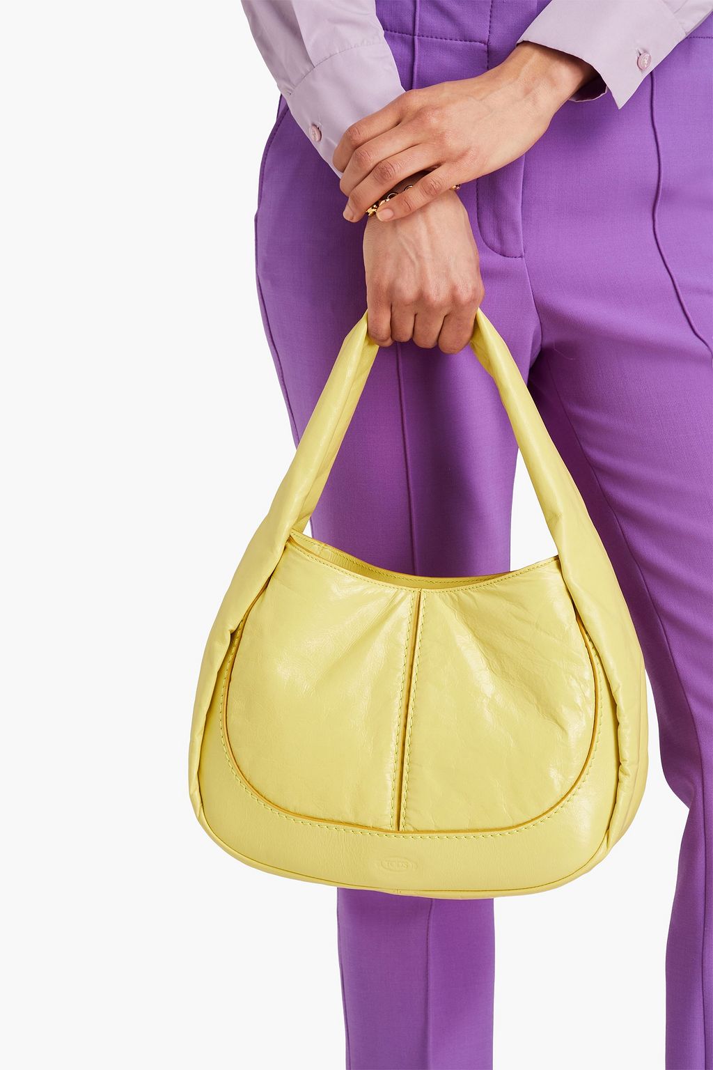 TOD'S Schultertasche aus Leder in Knitteroptik