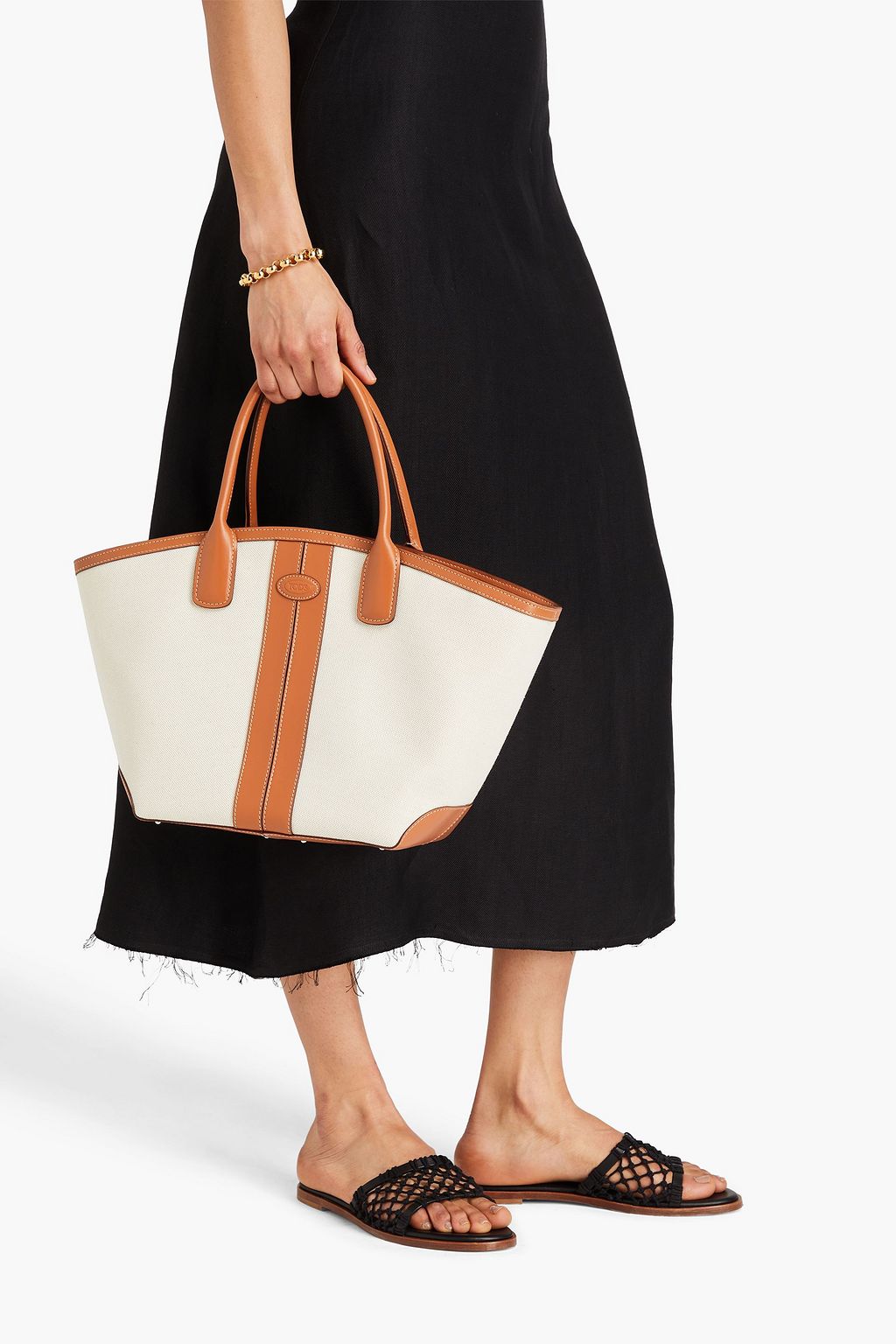 TOD'S Tote Bag aus Canvas mit Lederbesatz