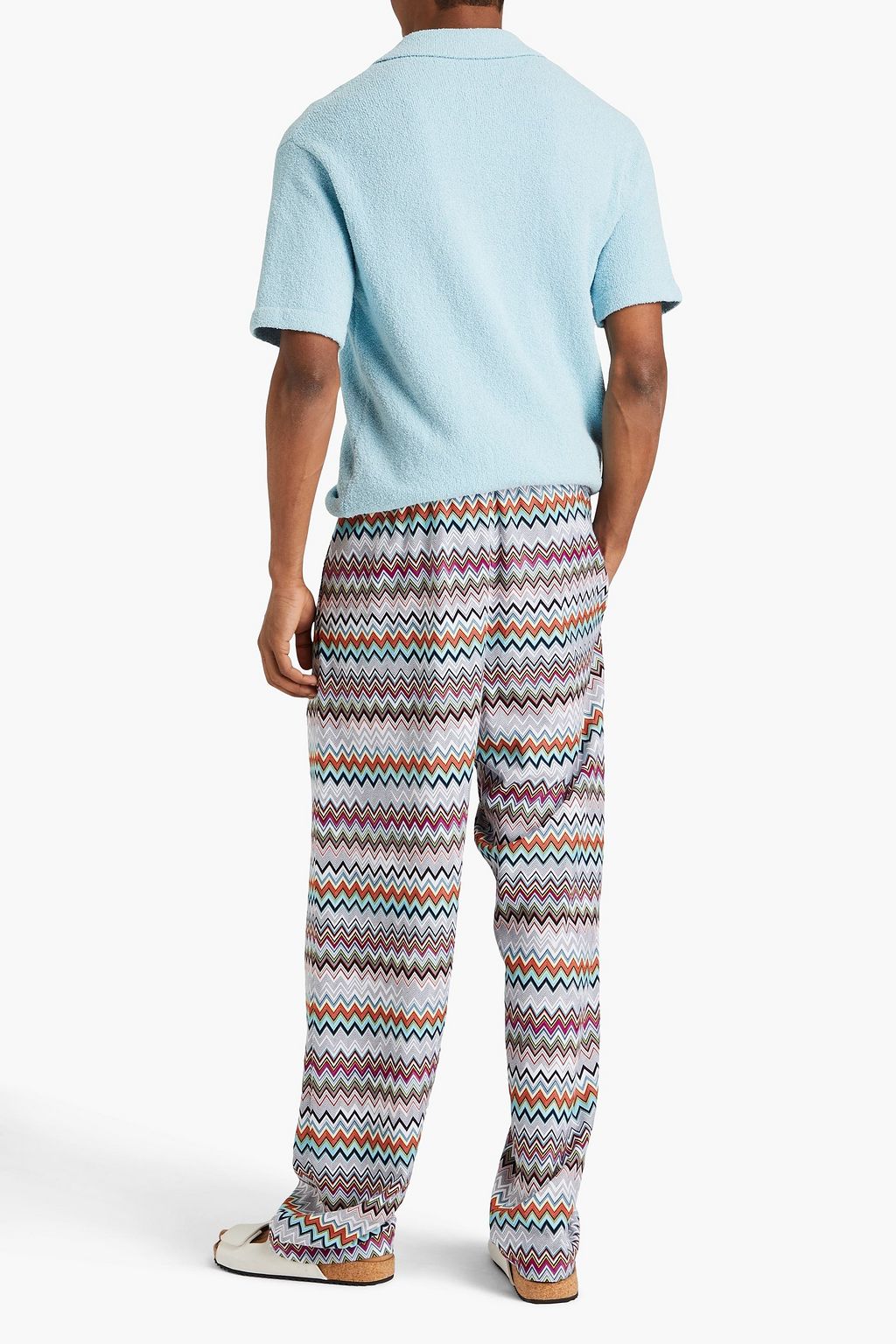 MISSONI بنطال مصنوع من مزيج من القطن بحبكة كروشيه ومزين بكسرات
