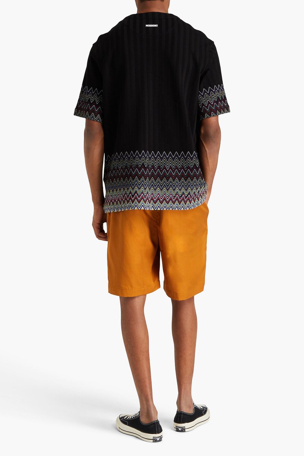 MISSONI قميص مصنوع من القطن بحبكة كروشيه ومزين برقعة زخرفية