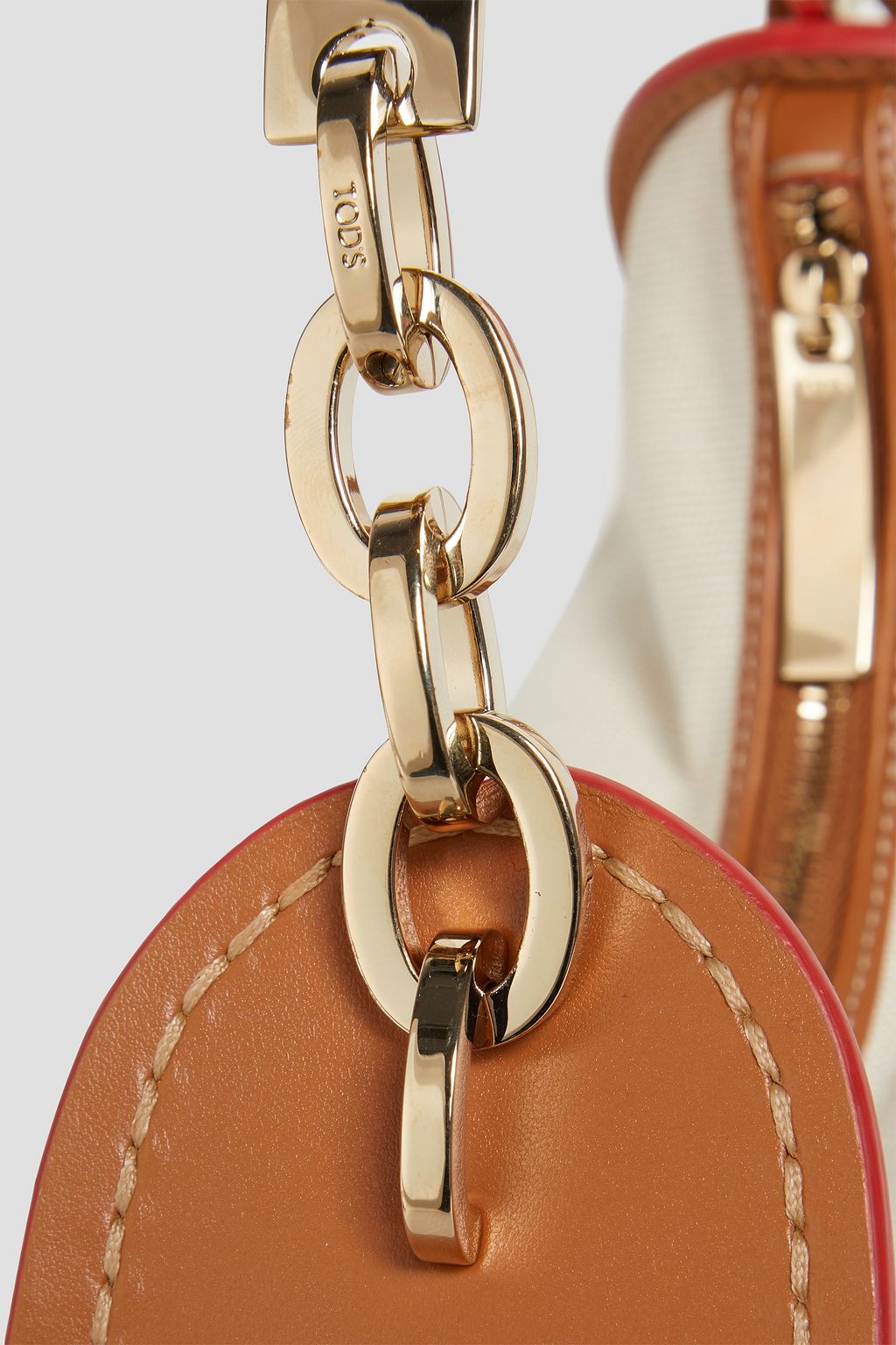 TOD'S Leather-trimmed canvas shoulder bag