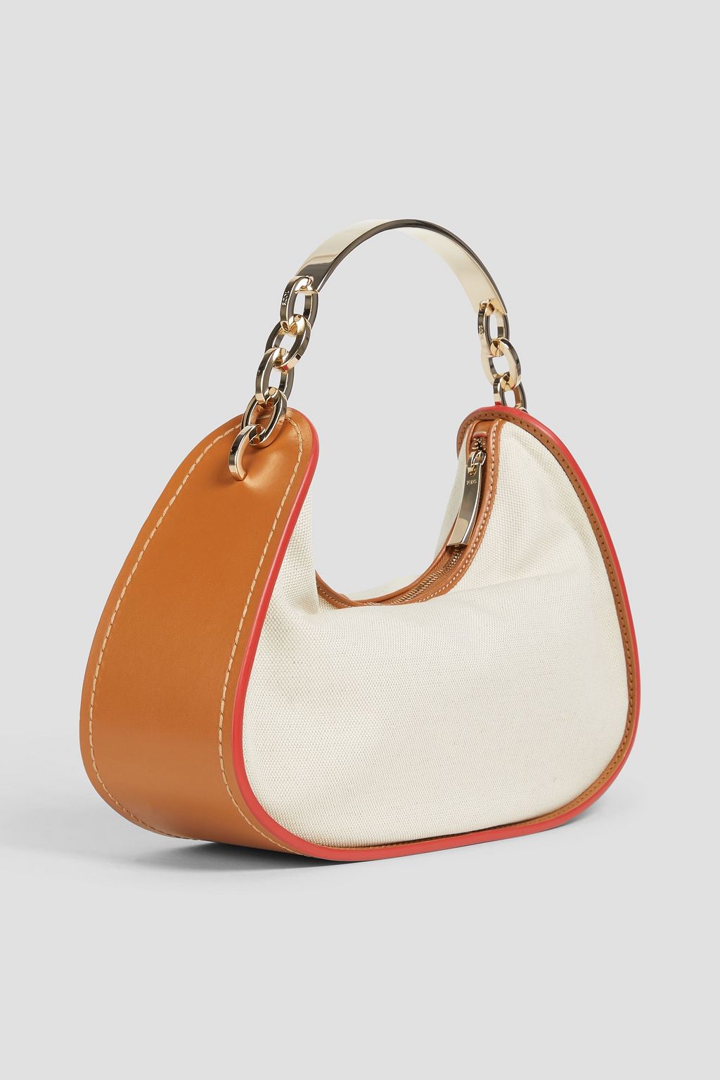 TOD'S Leather-trimmed canvas shoulder bag