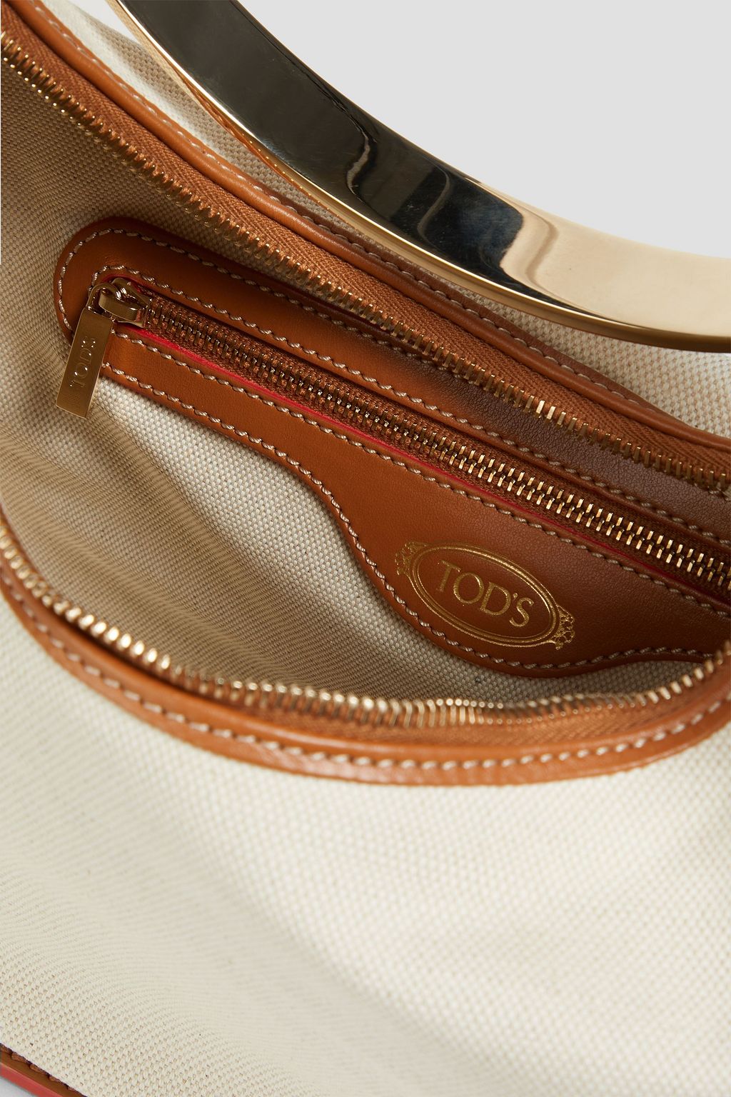 TOD'S Leather-trimmed canvas shoulder bag