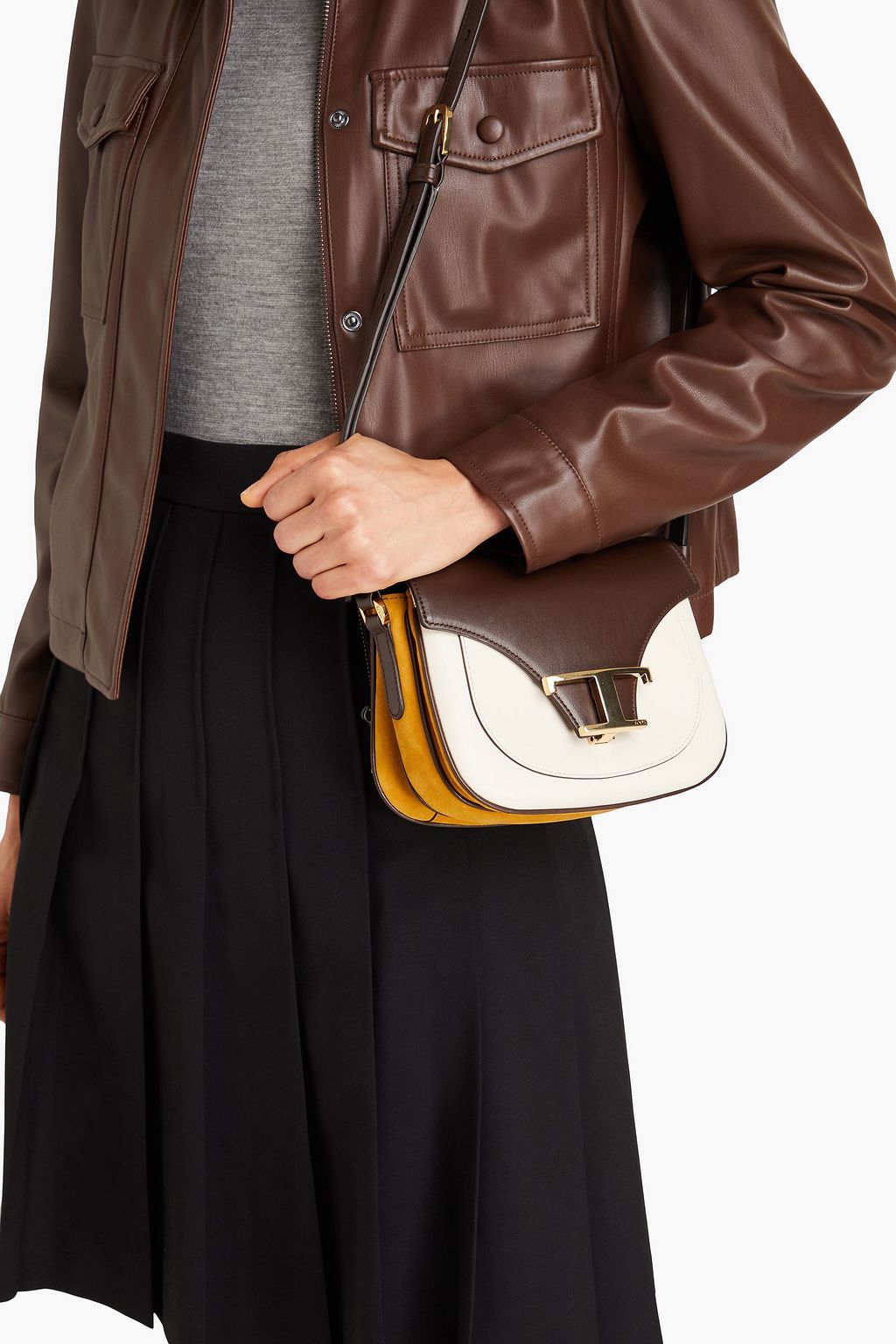 TOD'S Schultertasche aus Leder in Colour-Block-Optik