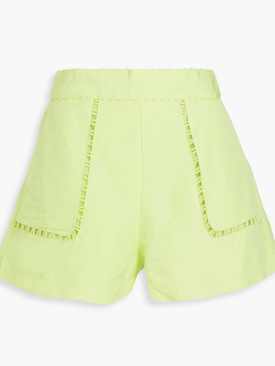 lucie bead-embellished linen-blend shorts