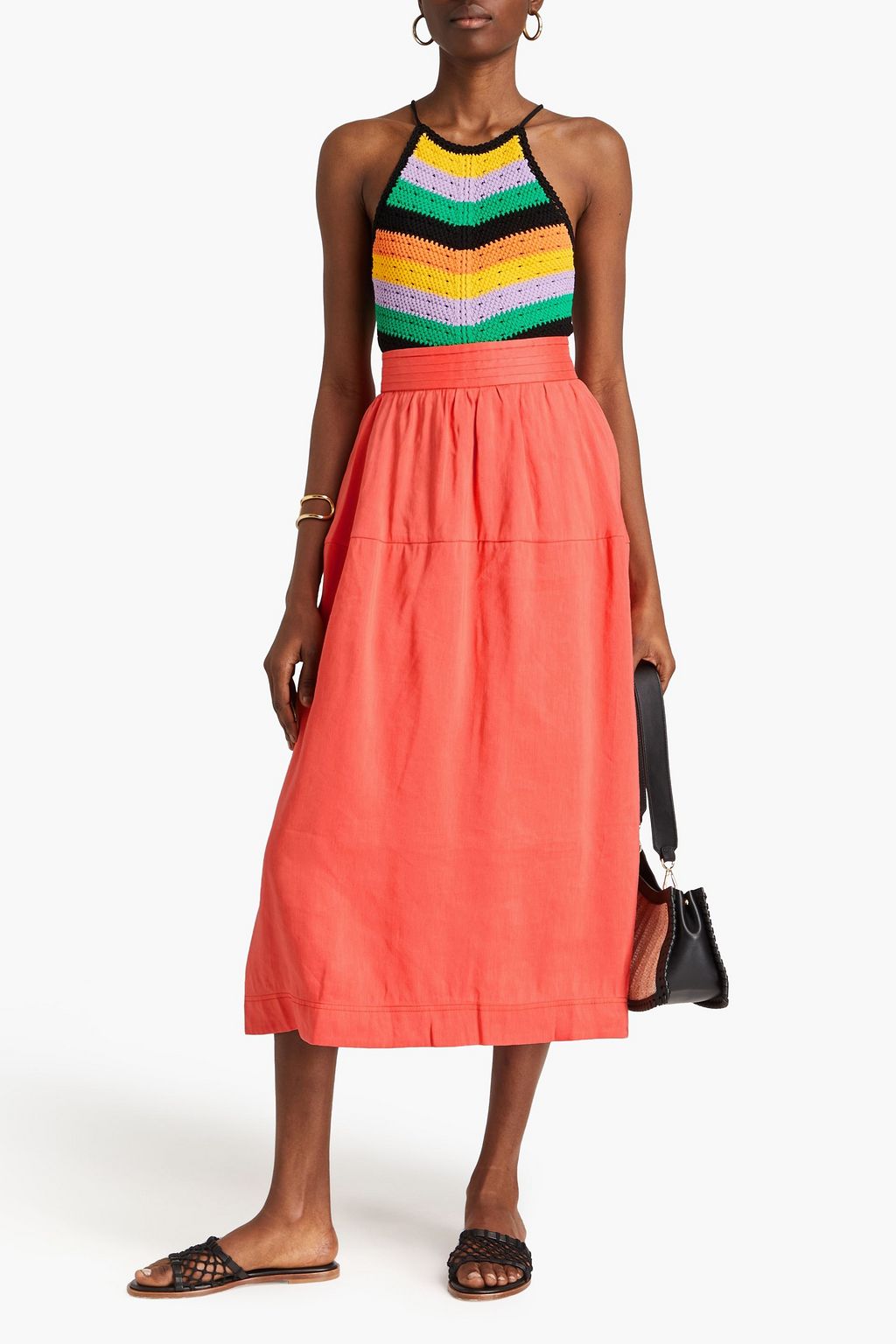 AJE. Shelley linen-blend midi skirt