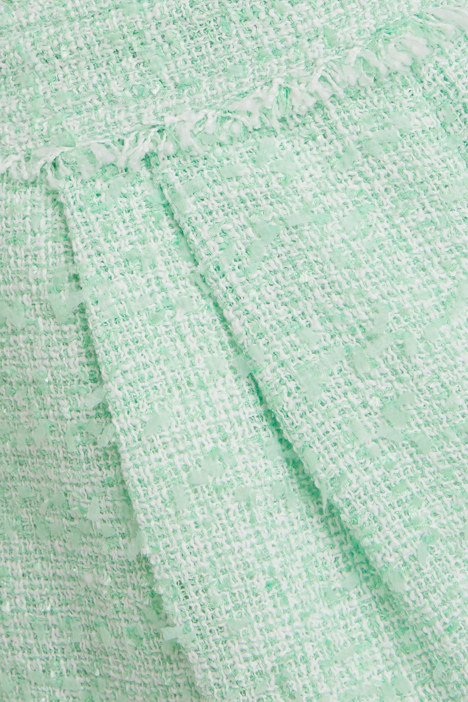 Shop Aje Emmeline Pleated Bouclé-tweed Shorts In Mint