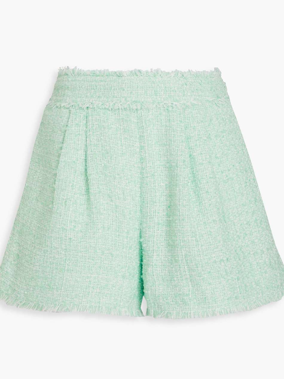 emmeline pleated bouclé-tweed shorts