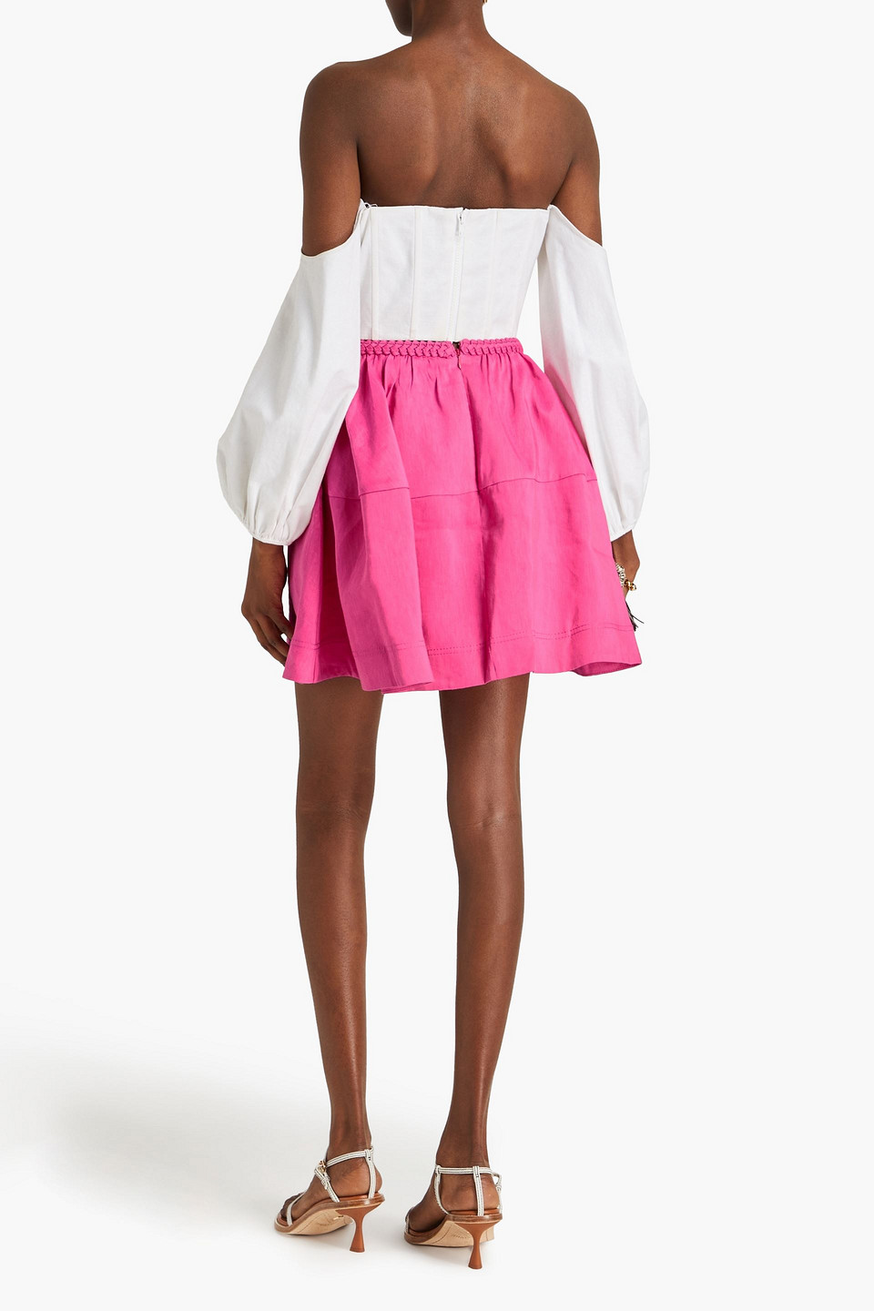 Shop Aje Anne Linen-blend Mini Skirt In Pink