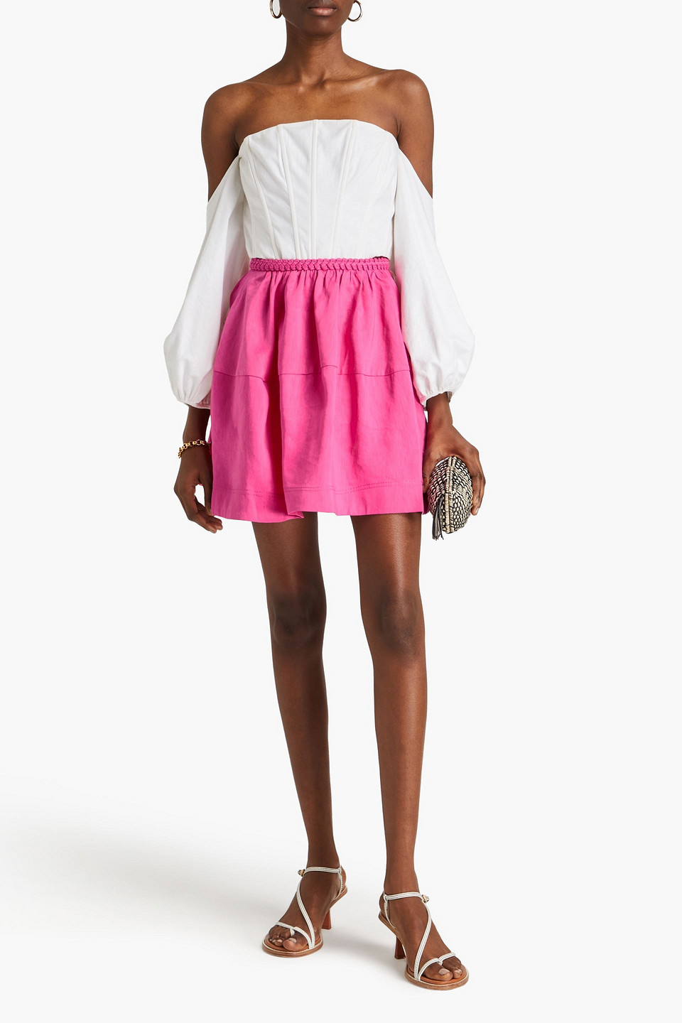 Shop Aje Anne Linen-blend Mini Skirt In Pink