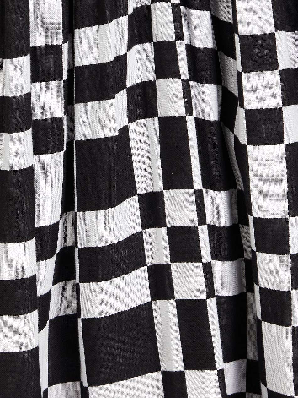 checked cotton and tencel™-blend gauze midi dress