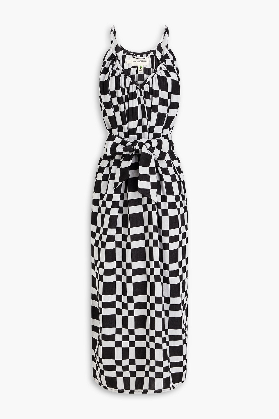 Mara Hoffman Checked Cotton And Tencel-blend Gauze Midi Dress In Black |  ModeSens