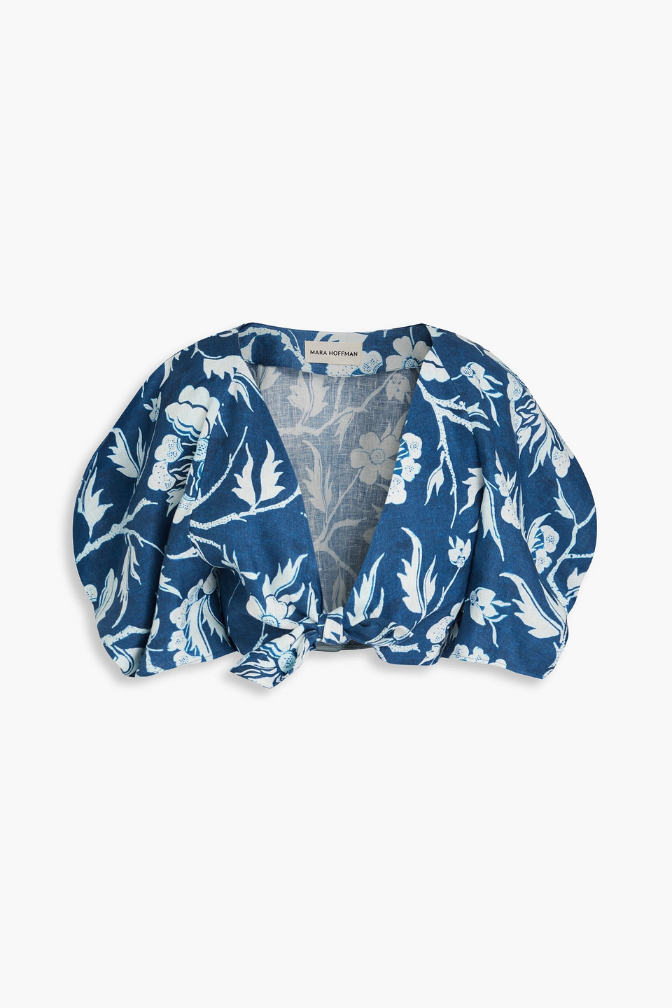 Mara Hoffman Navya Cropped Floral-print Hemp Top