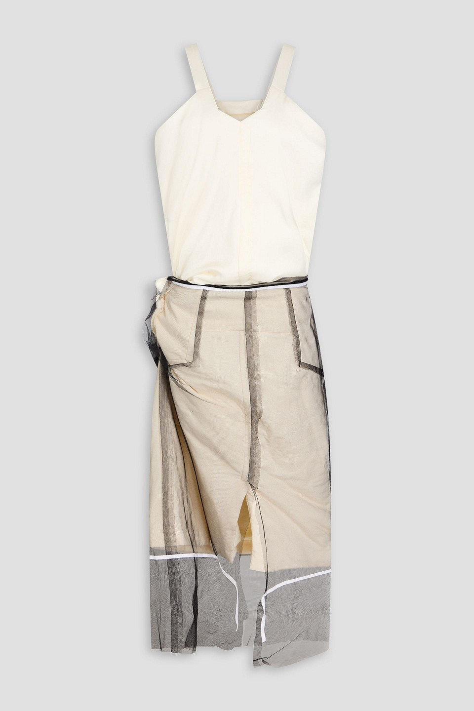 Maison Margiela - Twill, canvas and tulle midi dress - White - IT 40