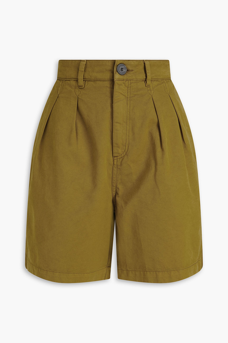 Mara Hoffman Pleated Cotton-twill Shorts In Army Green