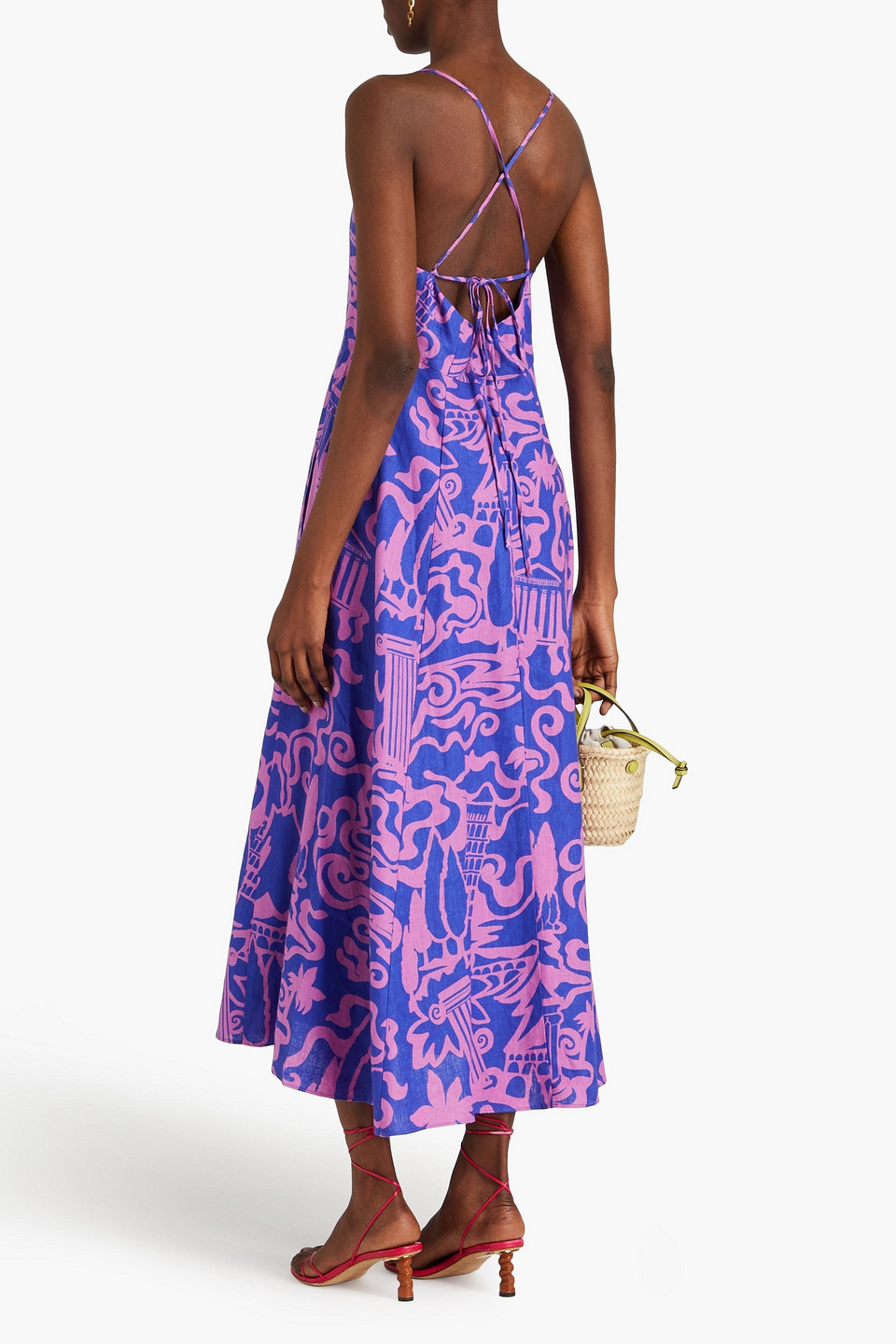 Shop Mara Hoffman Verona Printed Hemp Midi Dress In Cobalt Blue