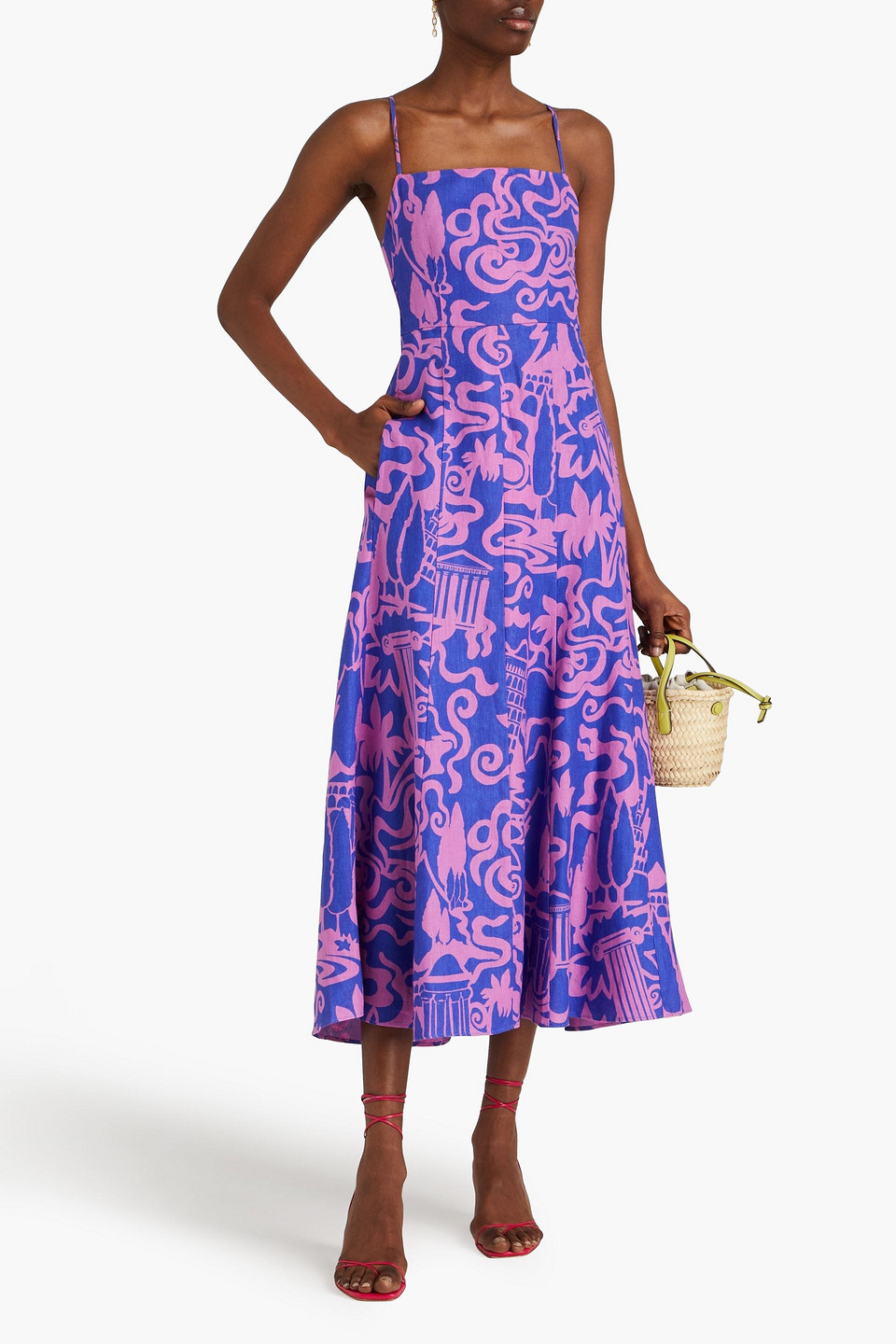 MARA HOFFMAN VERONA PRINTED HEMP MIDI DRESS