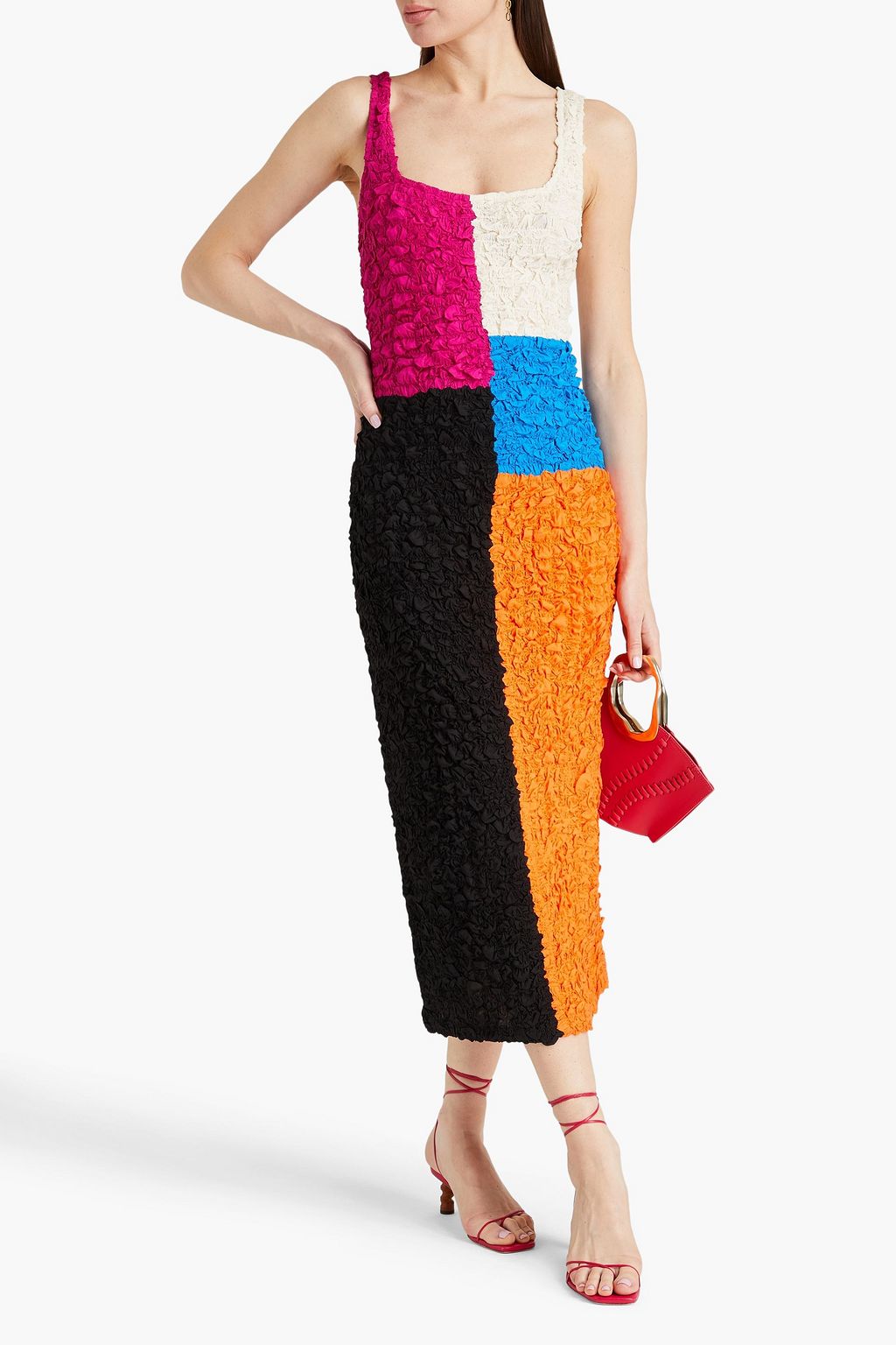 MARA HOFFMAN Patchwork-effect TENCEL™ midi dress
