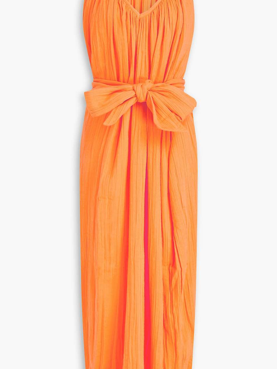 crinkled cotton-gauze midi dress