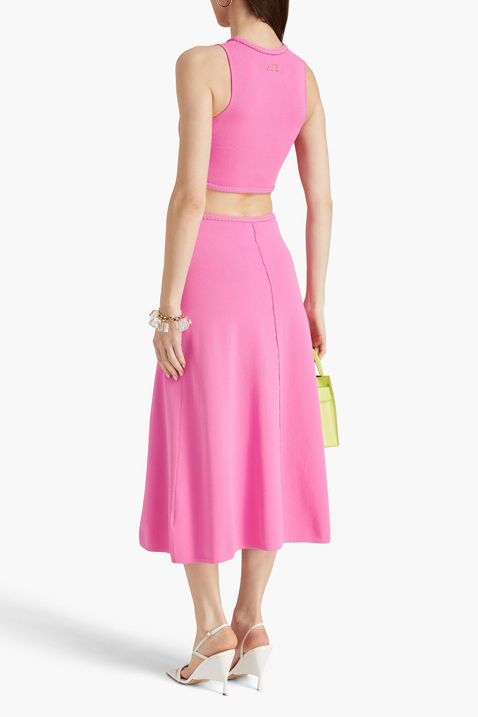 Shop Aje Petal Knitted Midi Skirt In Pink