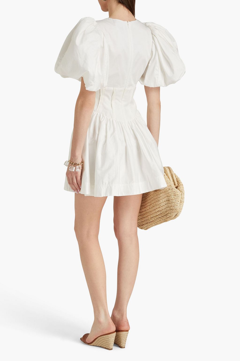 AJE. Gianna gathered cotton-poplin mini dress