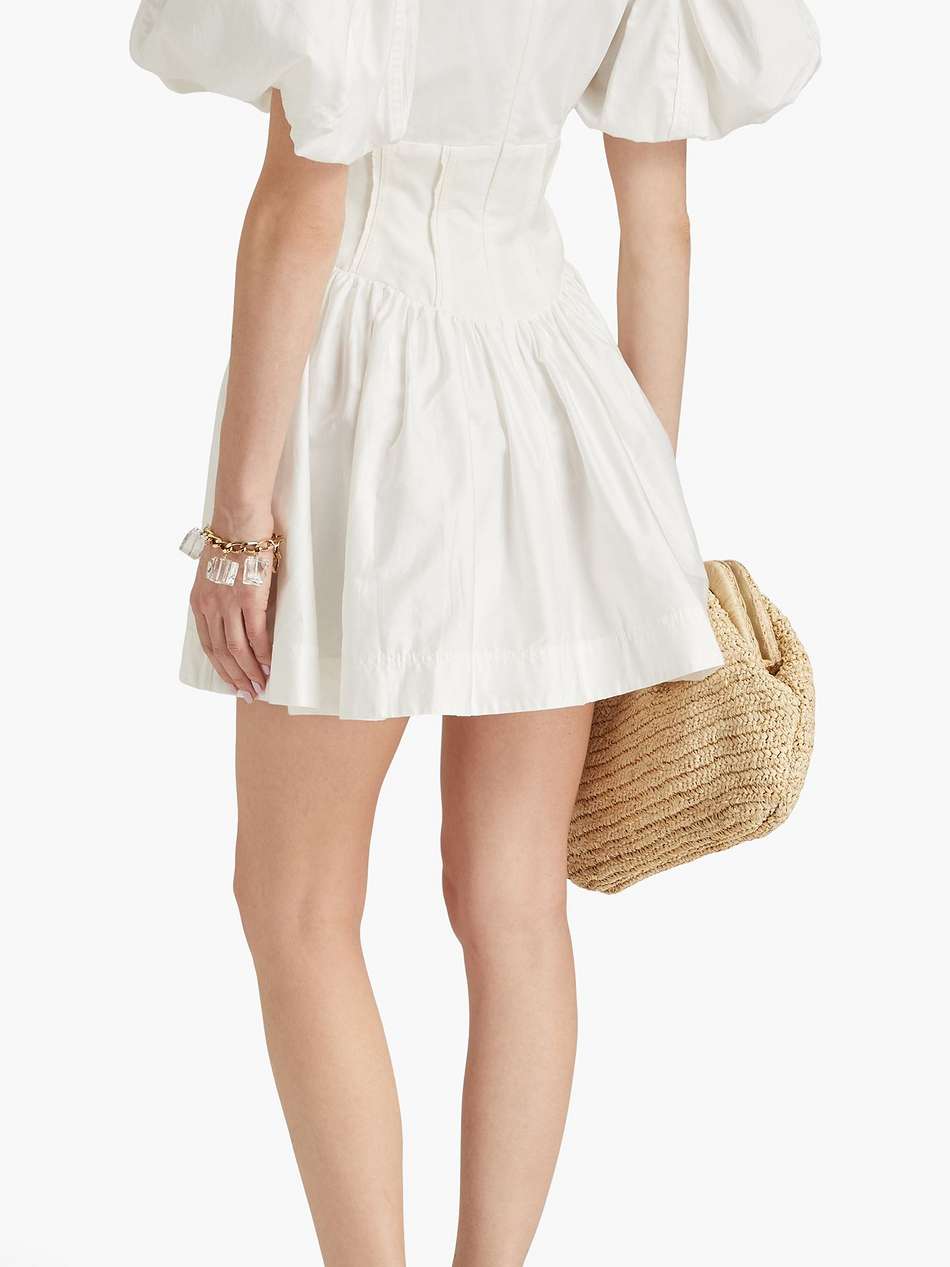 gianna gathered cotton-poplin mini dress