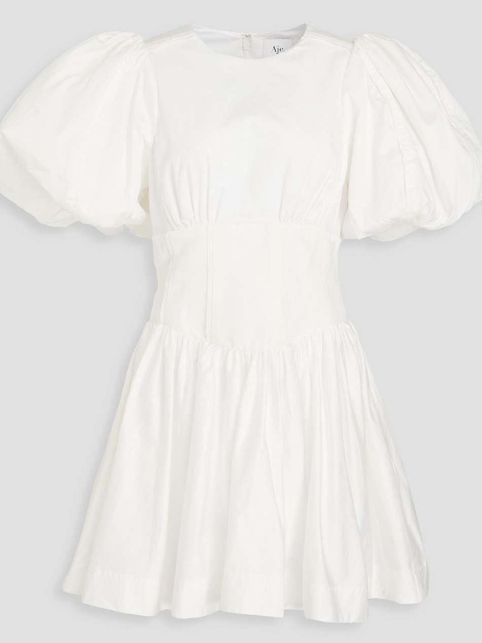 gianna gathered cotton-poplin mini dress