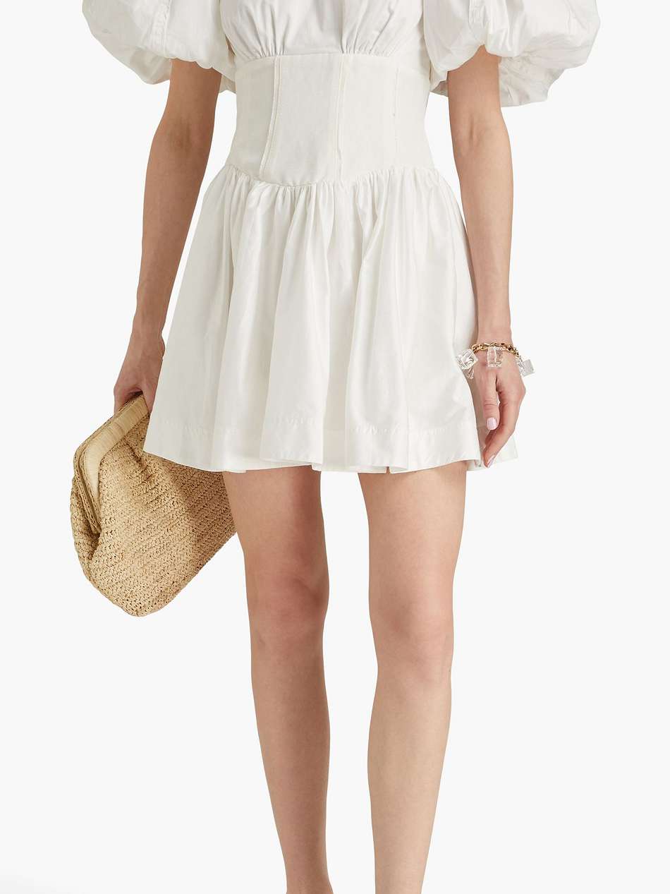gianna gathered cotton-poplin mini dress