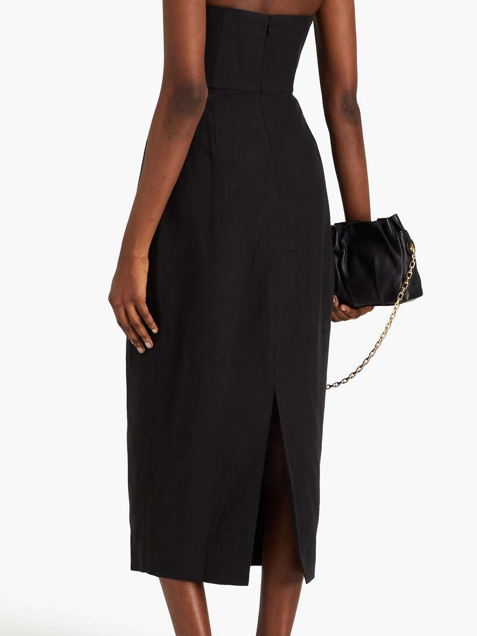 isla strapless tencel™and linen-blend midi dress